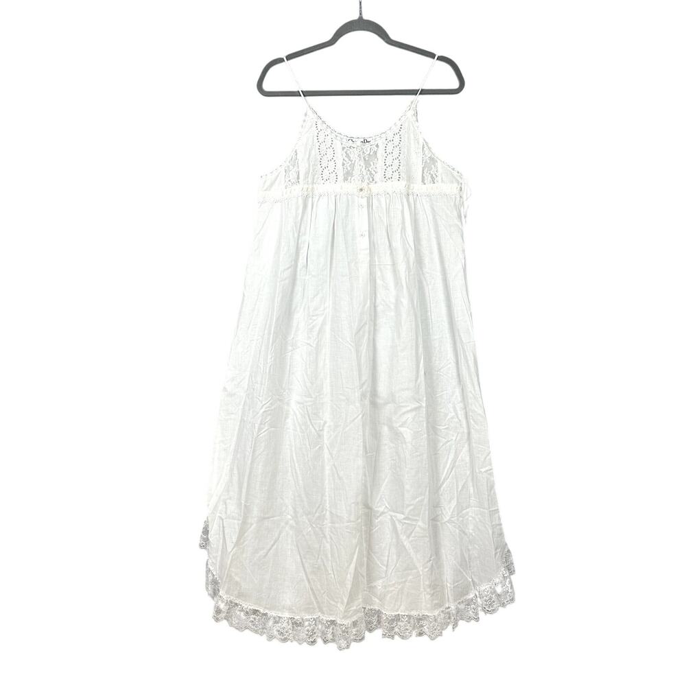 VTG Christian Dior White Lace Nightgown & Robe M 2 Piece Set Bride Romantic NEW - Picture 6 of 16